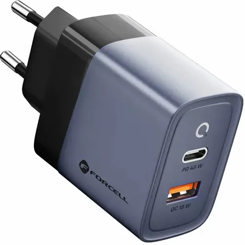 Forcell F-Energy GaN mrežni punjač - 45 W s priključcima: USB C i USB A s PD i QC 4.0 punjenjem slika 4