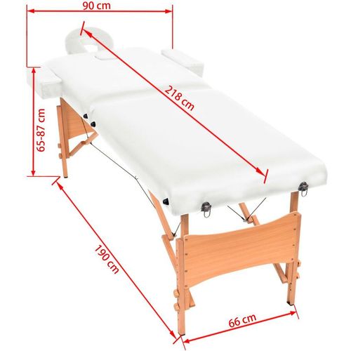 Sklopivi dvodijelni masažni stol debljine 10 cm bijeli slika 2
