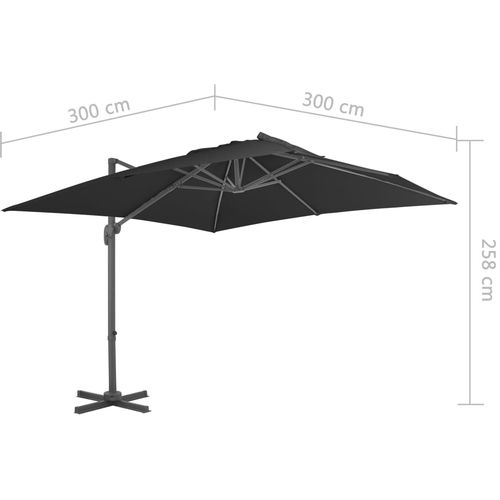 Konzolni suncobran s aluminijskom šipkom 300 x 300 cm antracit slika 30