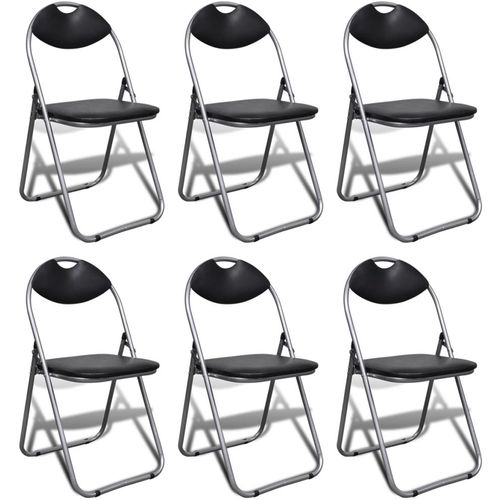 Sklopive blagovaonske stolice od umjetne kože i čelika 6 kom crne slika 28