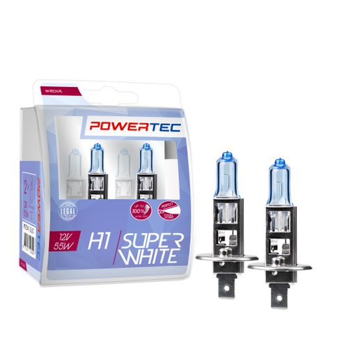 Sijalice 2 Kom H1 12V Super Bele Powertec slika 1