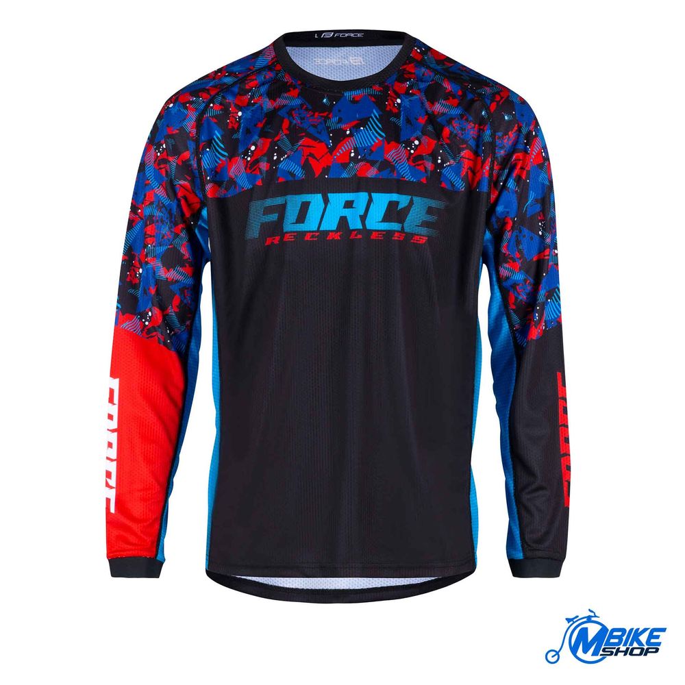 Force Majica dugih rukava za biciklizam Reckless Black/Red/Blue slika 1