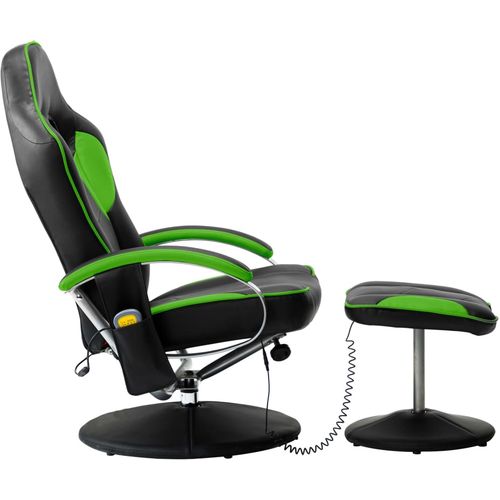 Masažna stolica s osloncem od umjetne kože zelena slika 4