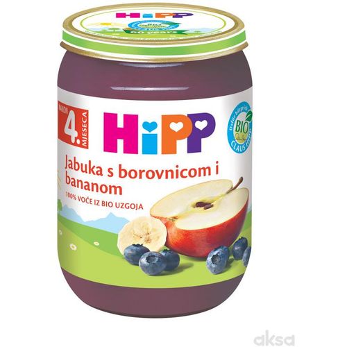 Hipp kašica jabuka sa borovnicom i bananom 190g 4M+ slika 1