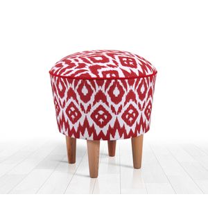 Pouf Cor - Crveno-Bijeli, Elegantni Tabure