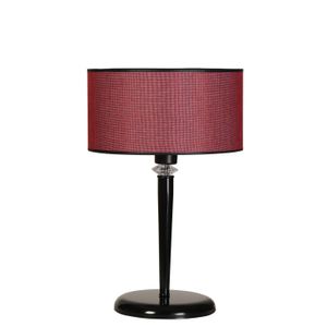 Maya Siyah Masa Lambası Hasır Bordo Abajurlu Claret Red Table Lamp