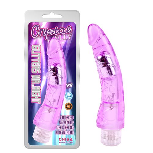 Ljubicasti Vibrator 22cm Glitters Mr.Right Purple slika 1