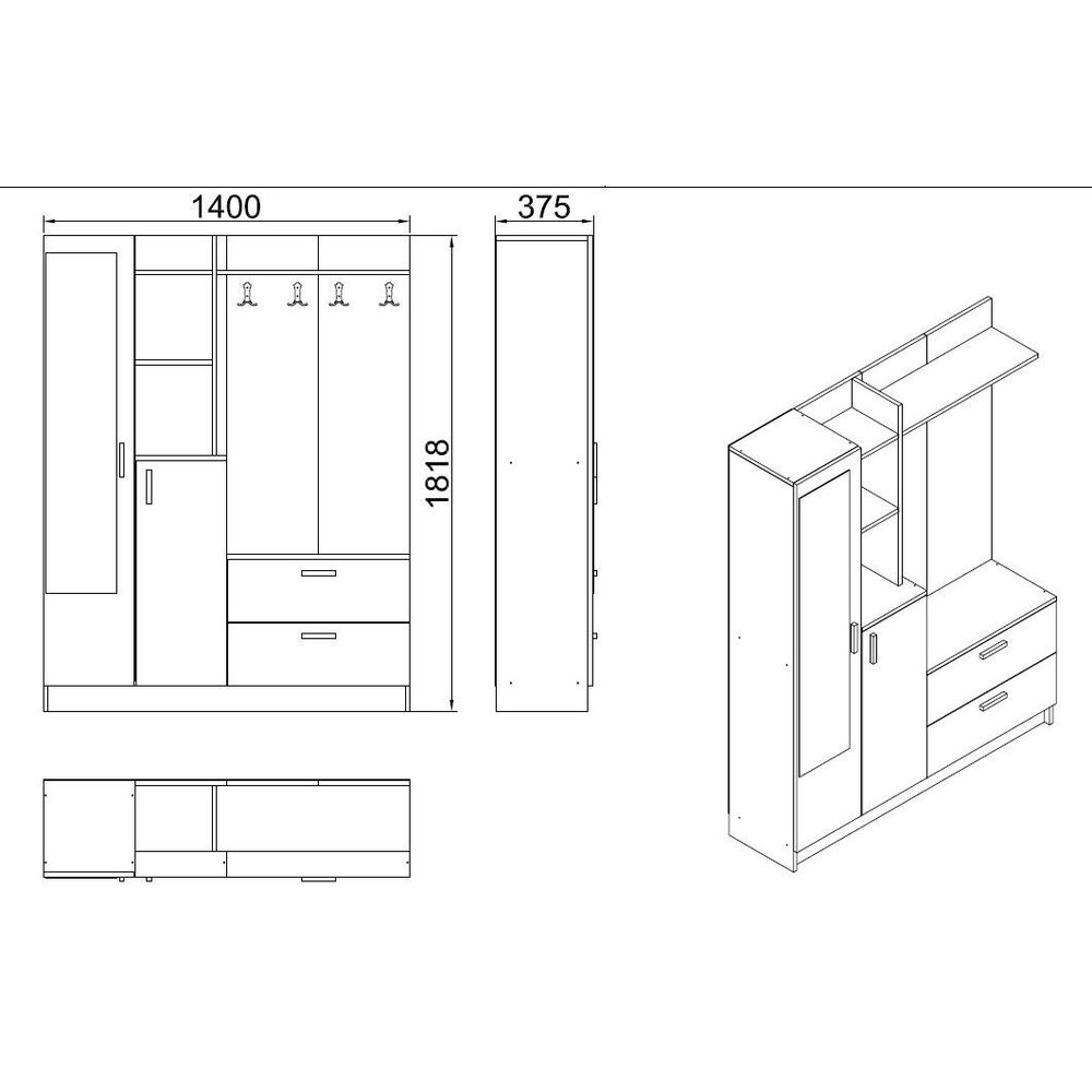 Hall stand Dd5-W - Bijela boja slika 6