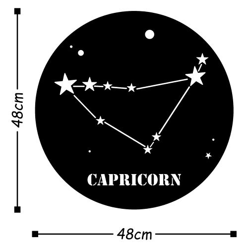 Wallity Metalna zidna dekoracija, Caprıcorn Horoscope - Black slika 3