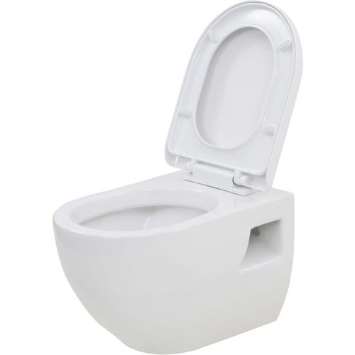 Zidna toaletna školjka s ugradbenim vodokotlićem keramička bijela slika 14