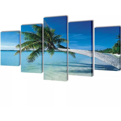 Zidne Slike na Platnu s Printom Pješčane Plaže i Palme 100 x 50 cm slika 13