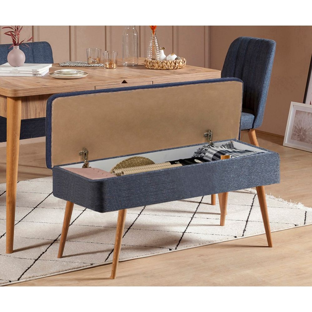 Vina 1048 - 3 - Atlantic, Tamnoplava Ekstenzibilna Trpeza i Set Stolica (4 Komada) slika 2