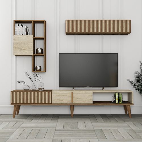 Woody Fashion TV jedinica MILAN, boja oraha, boja Travertine slika 3