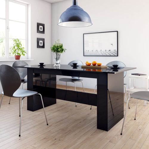 Blagovaonski stol visoki sjaj crni 180 x 90 x 76 cm od iverice slika 1