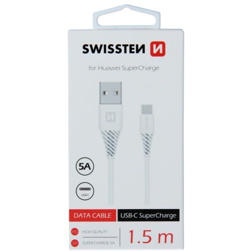 SWISSTEN kabel USB/USB-C, 5A, super fast, 1.5m, bijeli slika 1