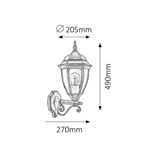 Rabalux Toronto spoljna zidna lampa 100W staro zlato IP44 Spoljna rasveta slika 2