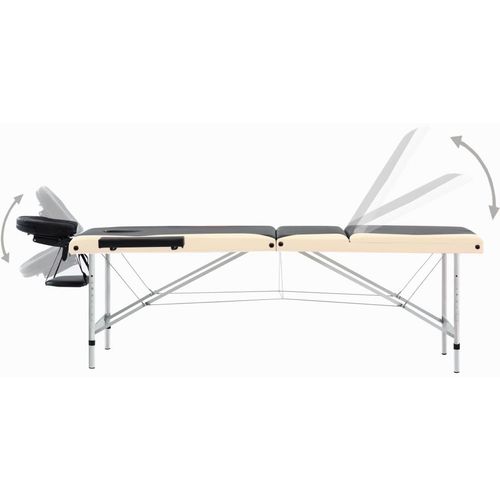 Sklopivi masažni stol s 3 zone aluminijski crno-bež slika 10