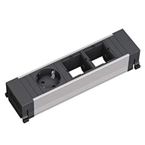 BACHMANN Napojni modul Power Frame 1xšuko + 2xprazan slot srebrno-crni slika 1