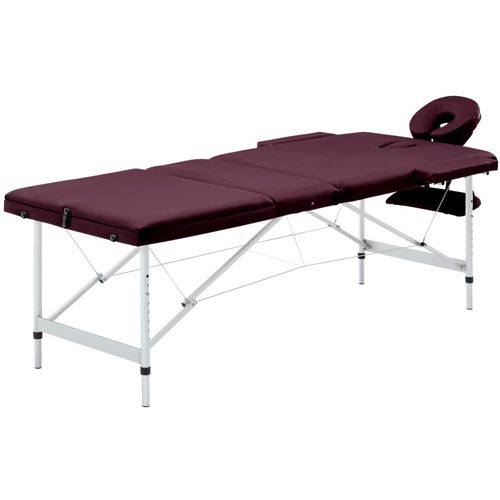Sklopivi masažni stol s 3 zone aluminijski ljubičasti slika 1
