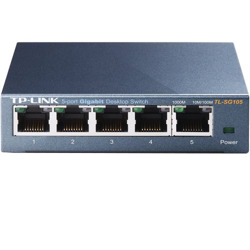 Switch TP-Link TL-SG105, 5-port Metal Gigabit Switch, 5 10/100/1000M RJ45 ports, supports GMP Snooping; IEEE 802.1p QoS; Plug and Play; metal case slika 1