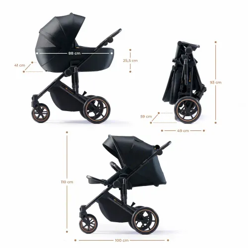 Kinderkraft dječja kolica PRIME 2 MINK PRO 3u1, Venezian Black slika 6