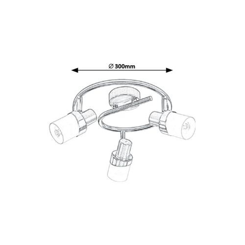 Rabalux Finian spot, saten hrom, hrom, opal staklo, E14 3X 40W Spot rasveta slika 3