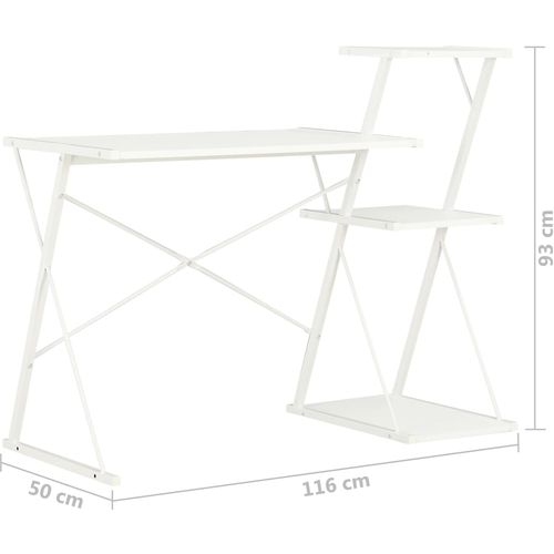 Radni stol s policom bijeli 116 x 50 x 93 cm slika 14