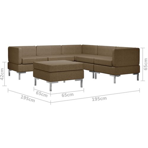 6-dijelni set sofa od tkanine smeđi slika 16