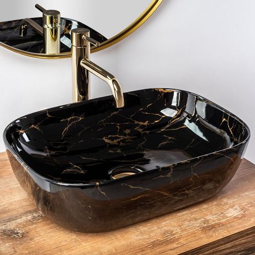 REA Nadgradni umivaonik Belinda Black Marble shiny slika 4