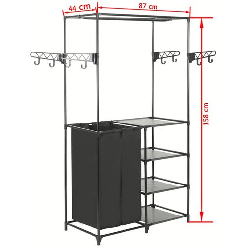 Stalak za odjeću od čelika i netkane tkanine 87x44x158 cm crni slika 21