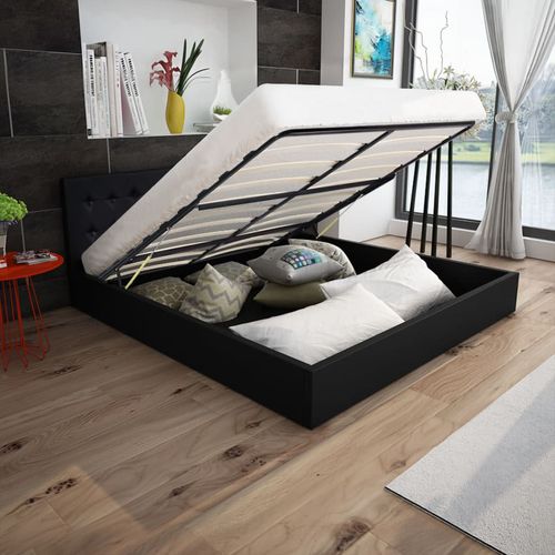 Okvir za krevet od umjetne kože sa prostorom za pohranu crni 160 x 200 cm slika 24