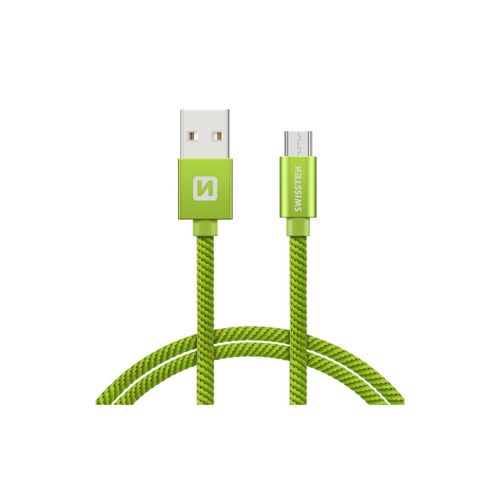 SWISSTEN kabel USB/microUSB, platneni, 3A, 1.2m, zeleni slika 1