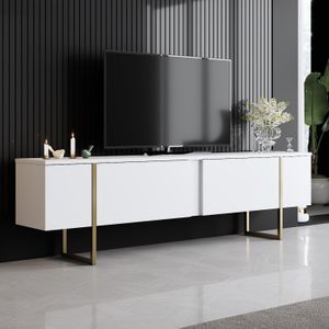 TV stalak Luxe - bijeli sa zlatnim detaljima - izložbeni artikl (oštećenja ambalaža)