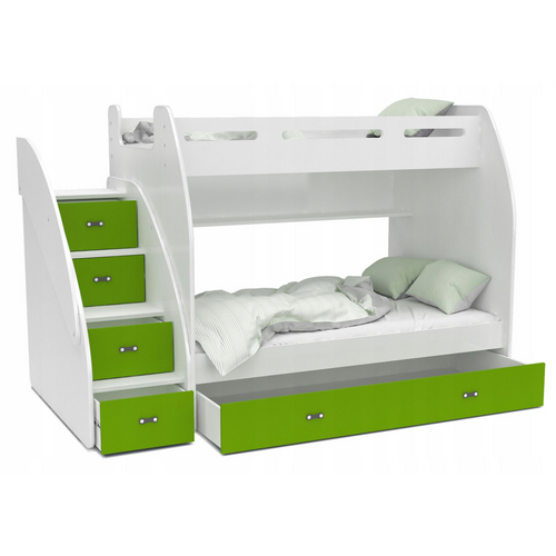 Drveni Dečiji Krevet Na Sprat Zuzia Sa Fiokama 200*120 Cm - Zeleni slika 2