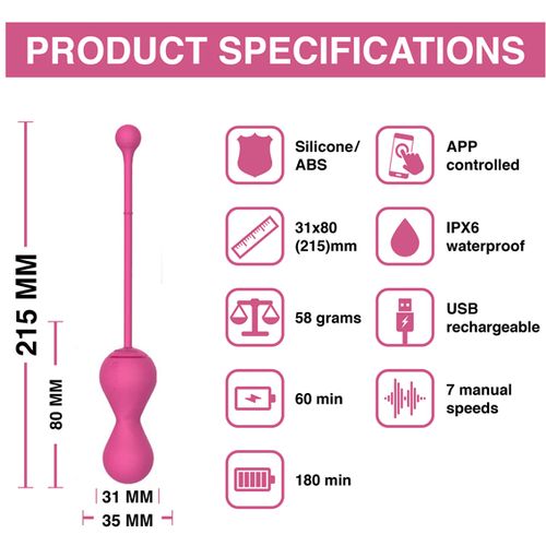 Vaginalne kuglice Magic Motion - Smart Kegel Master, ružičaste slika 7
