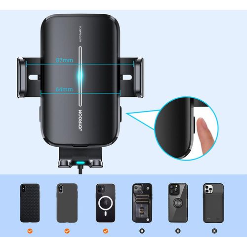 JoyRoom - Držač za automobil s bežičnim punjenjem (JR-ZS245) - Gravitacijska ručka za ventilacijski otvor, 15 W - crna slika 4