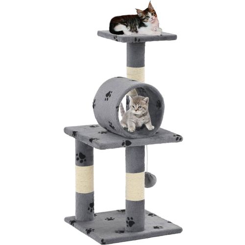Penjalica za mačke sa stupovima za grebanje od sisala 65 cm siva s uzorkom šapa slika 22