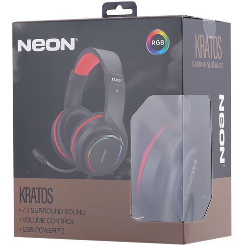 Slušalice + mikrofon NEON KRATOS, crno - crvene, 7,1, LED RGB, USB slika 2