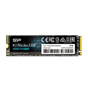 Silicon Power SP002TBP34A60M28 M.2 NVMe 2TB SSD, A60, PCIe Gen3x4, Read up to 2,200 MB/s, Write up to 1,600 MB/s (single sided), 2280