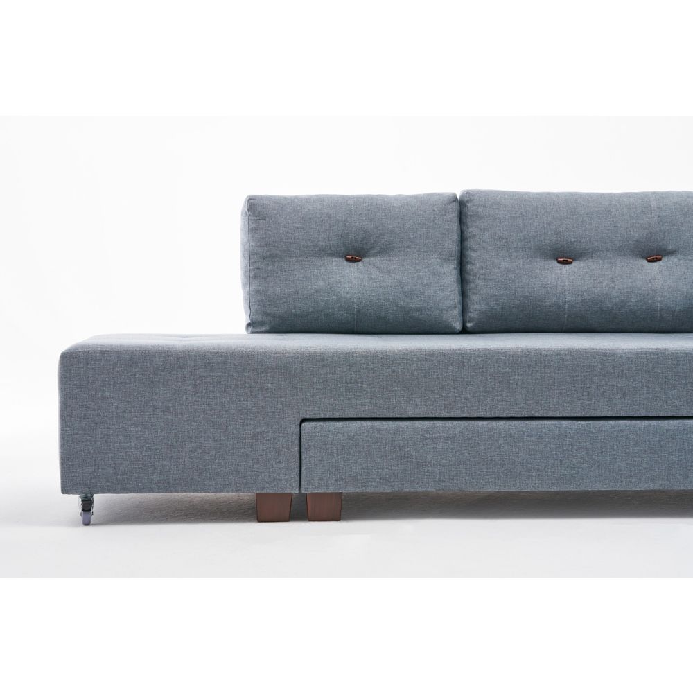 Manama Ugaona Sofa na Razvlačenje Lijeva - Svijetloplava slika 9