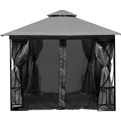Vrtni šator 3 x 3m sivi s mrežom protiv komaraca slika 6
