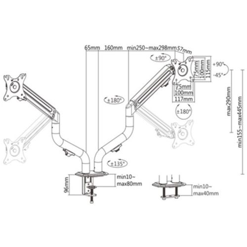 MA-DA2-02 Gembird Podesivi dupli stoni drzac za monitor, tilt,17-27 max.2x8kg (alt.MA-DA2-05) FO slika 2