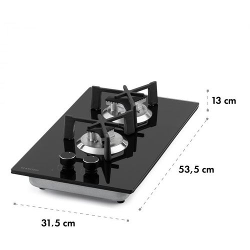 Klarstein Trifecta Domino plinska ploča za kuhanje, Crna slika 2
