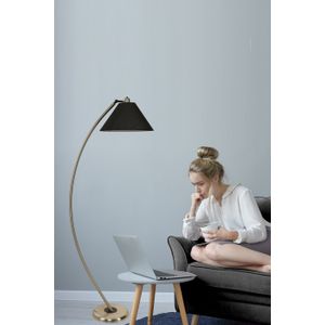 Opviq Hilal Mat Krom Lambader HasÄ±r Siyah Abajurlu Black Floor Lamp