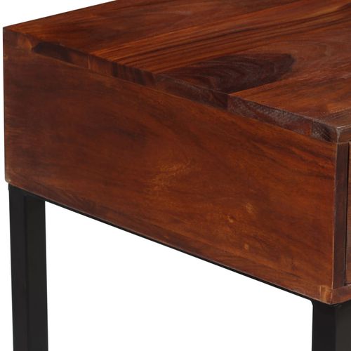 Radni stol od masivnog drva šišama i prave kože 117x50x76 cm slika 36