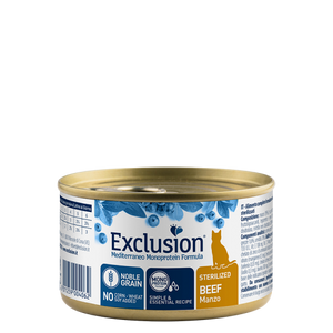 Exclusion Mediterraneo Monoprotein Formula, Sterilised, potpuna hrana za odrasle sterilizirane mačke, govedina, 85 g