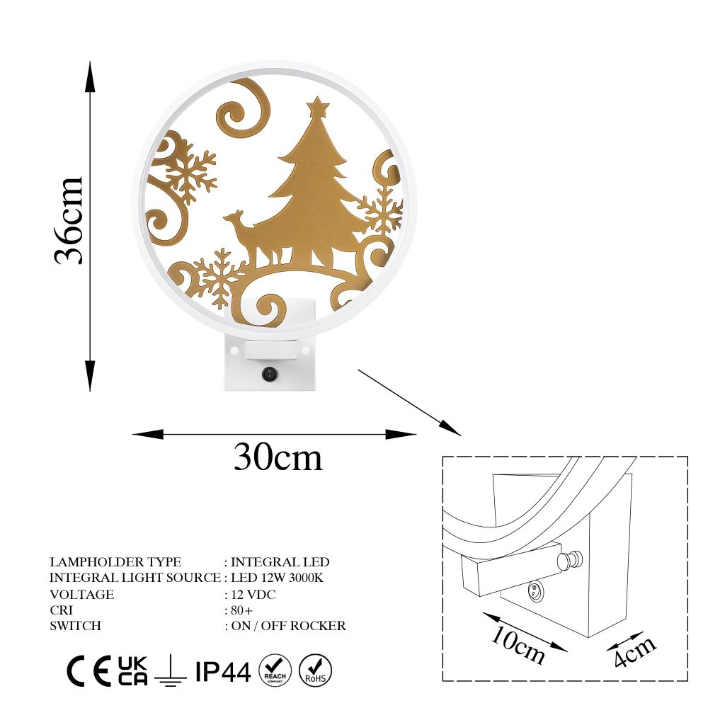 Zidna lampa XMAS27 White Gold slika 8