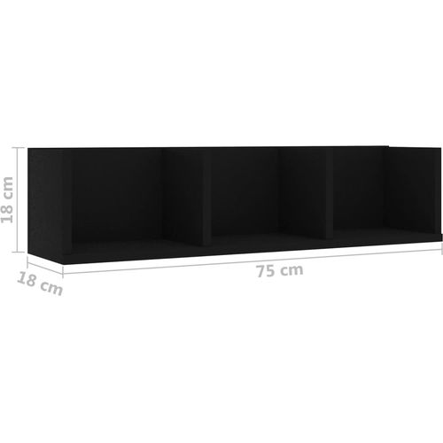 Zidna polica za CD-ove crna 75 x 18 x 18 cm od iverice slika 6