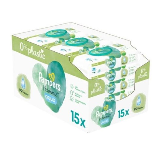 Pampers vlažne maramice Harmonie Aqua Plastic Free 15X48 XXL slika 1