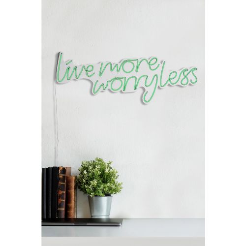 Wallity Ukrasna plastična LED rasvjeta, Live More Worry Less - Green slika 13